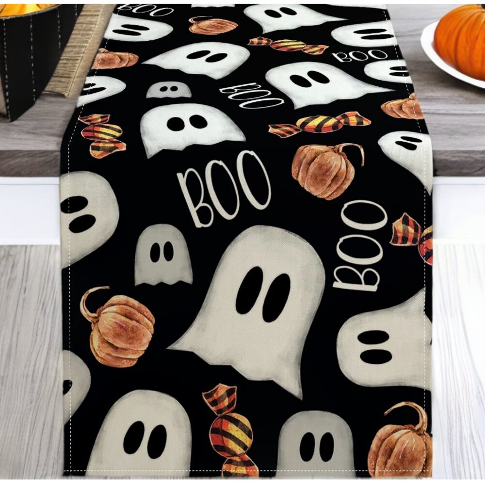Halloween Table Runner Fall Decor Decorative Cloth Ghost Party Decoration 13x36 - Picture 1 of 4